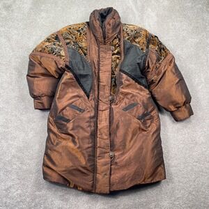 J. Gallery Women's Full Zip Windbreaker Long Puffer Down Jacket Size S Brown